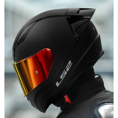 LS2 Rapd 2 Race Mat Siyah Kapal Motosiklet Kask Krmz Caml