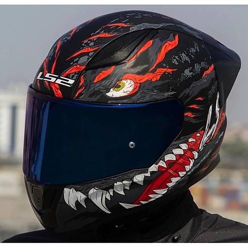 LS2 Rapd 2 Race Kaju Fullface Motosiklet Kask Mavi Caml