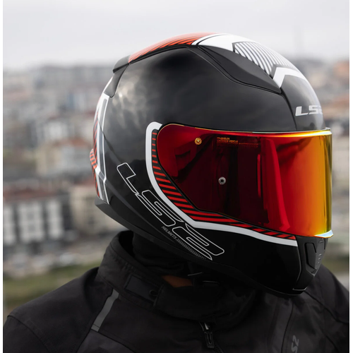 LS2 Rapid 2 Extra Beyaz-K�rm�z� Kapal� Motosiklet Kask� K�rm�z� Caml�
