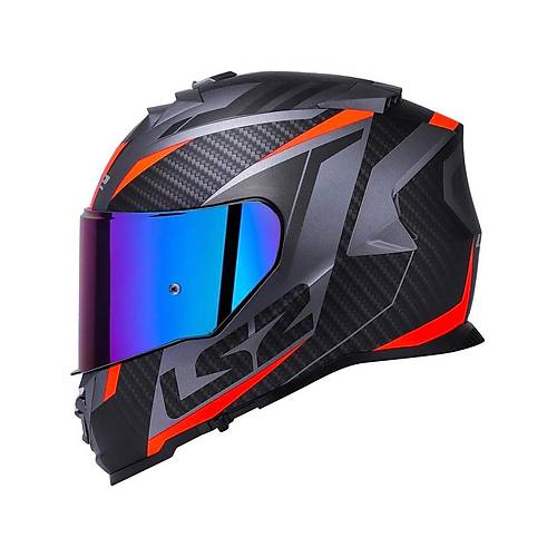 LS2 Storm 2 Racer Turuncu Kapal Motosiklet Kask Gkkua Caml