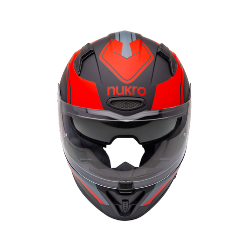 Nukro B-506 Stars Siyah-K�rm�z� G�ne� Viz�rl� Kapal� Motosiklet Kask�