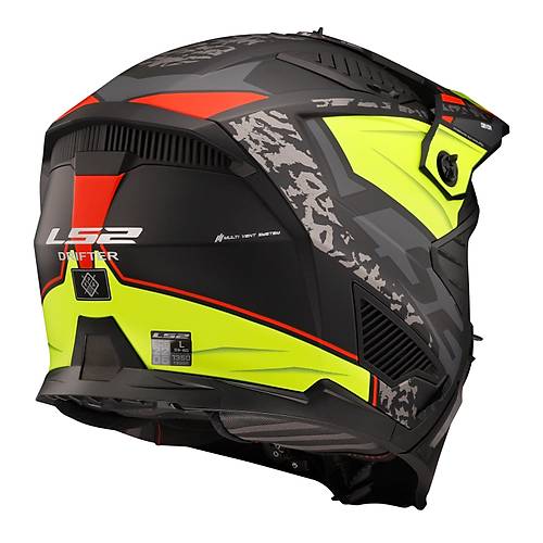 LS2 Dr�fter Devor �ene ��kar�labilir Mod�ler Motosiklet Kask� Mat Siyah-Neon Sar�