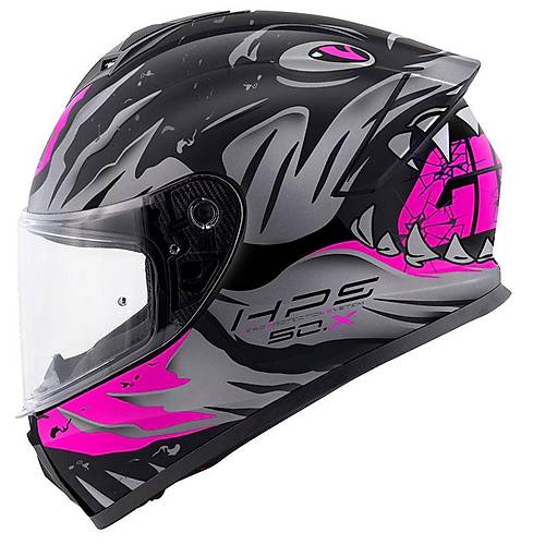 Givi 50.X Sharkb�te Mat Siyah-Gri-Pembe Kapal� Motosiklet Kask�