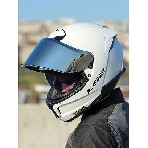 LS2 Stream 2 Beyaz Full Face Motosiklet Kask Gri Caml