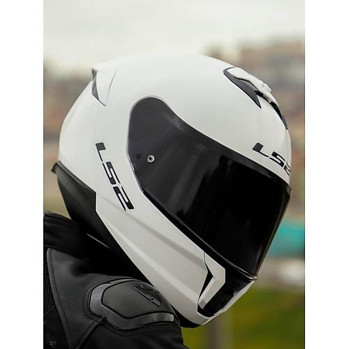 LS2 Stream 2 Beyaz Full Face Motosiklet Kask Siyah Caml