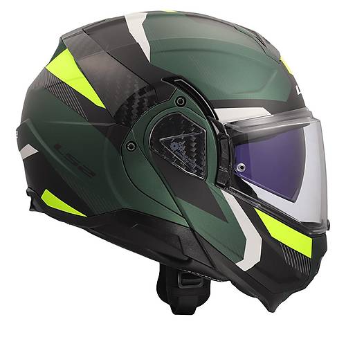 LS2 Advant 2 Tr�ple Mat Ye�il-Siyah-Neon Sar� �ene A��l�r Motosiklet Kask�