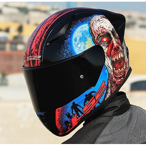 LS2 Rapd 2 Race Zombe Fullface Motosiklet Kask Siyah Caml