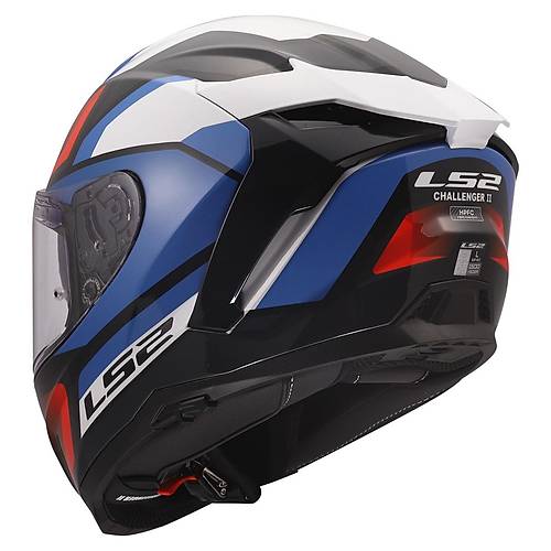 LS2 Challenger 2 V�per Beyaz-Mavi-Krm�z� Kapal� Motosiklet Kask�