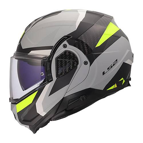 LS2 Advant 2 Tr�ple Mat Gri- Siyah-Neon Sar� �ene A��l�r Motosiklet Kask�