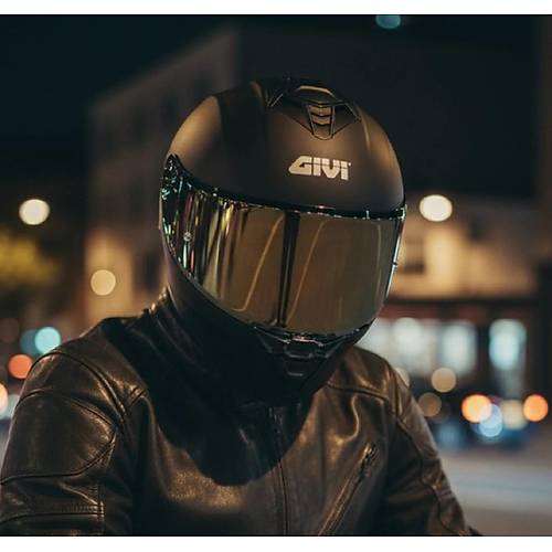 Givi 50.x Mat Siyah Kapal� Motosiklet Kask� Spectra Gold Caml�