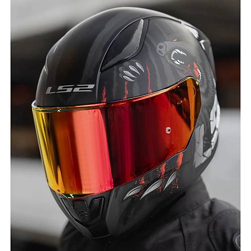 LS2 RAPID 2 RACE CLAWN KAPALI MOTOSKLET KASKI KIRMIZI CAMLI