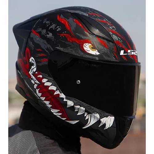 LS2 Rapd 2 Race Kaju Fullface Motosiklet Kask Siyah Caml
