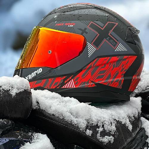 LS2 RAPID 2 XTREET  MAT SYAH-KIRMIZI KAPALI MOTOSKLET KASKI KIRMIZI CAMLI