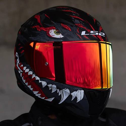 LS2 Rapd 2 Kaju Kapal Motosiklet Kask Krmz Caml
