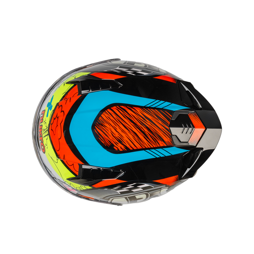 Nukro B-506 Kong Siyah-K�rm�z�-Sar� G�ne� Viz�rl� Kapal� Motosiklet Kask�
