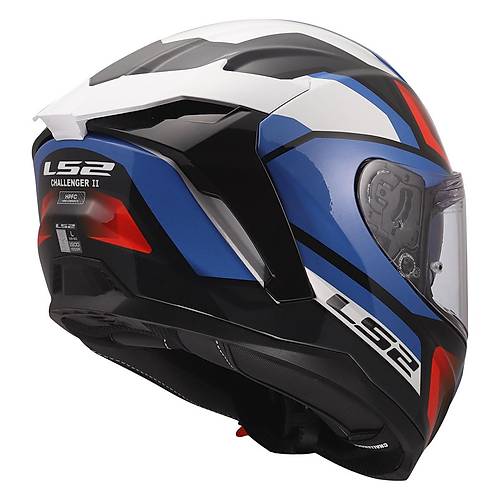 LS2 Challenger 2 V�per Beyaz-Mavi-Krm�z� Kapal� Motosiklet Kask�