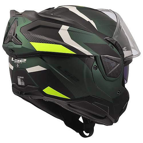 LS2 Advant 2 Tr�ple Mat Ye�il-Siyah-Neon Sar� �ene A��l�r Motosiklet Kask�