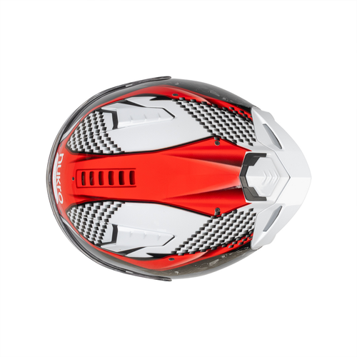 Nukro B-506 Level Beyaz-K�rm�z� G�ne� Viz�rl� Kapal� Motosiklet Kask�