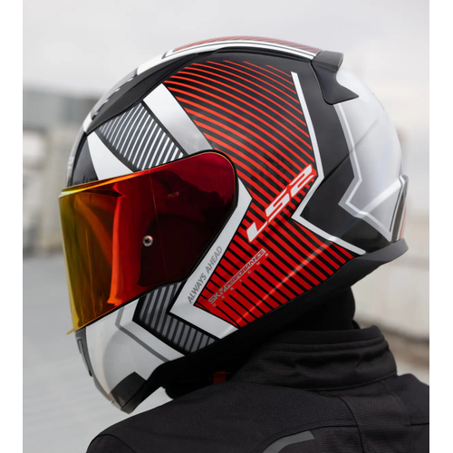 LS2 Rapid 2 Extra Beyaz-K�rm�z� Kapal� Motosiklet Kask� K�rm�z� Caml�