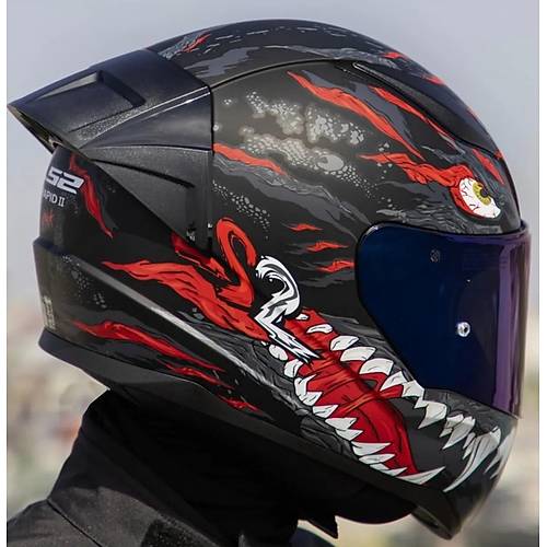 LS2 Rapd 2 Race Kaju Fullface Motosiklet Kask Mavi Caml