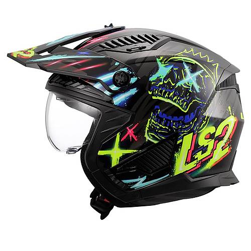 LS2 Dr�fter Rayz �ene ��kar�labilir Mod�ler Motosiklet Kask� Siyah-Mavi