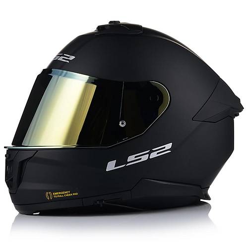 LS2 Stream 2 Mat Siyah Full Face Motosiklet Kask Gold Caml