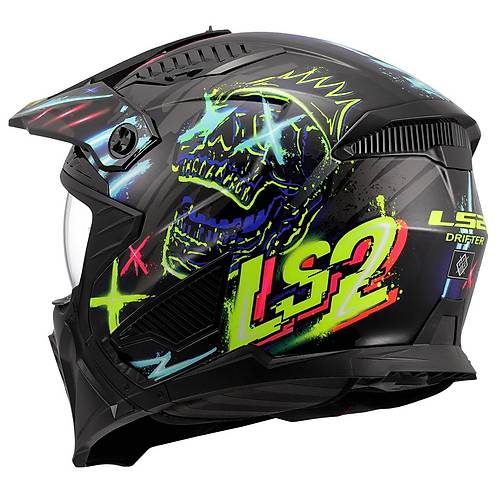 LS2 Dr�fter Rayz �ene ��kar�labilir Mod�ler Motosiklet Kask� Siyah-Mavi