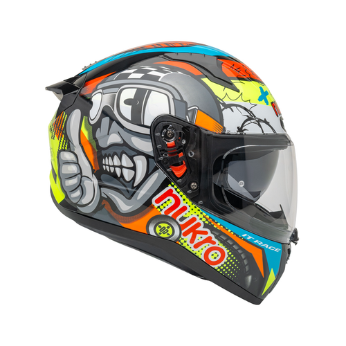 Nukro B-506 Kong Siyah-K�rm�z�-Sar� G�ne� Viz�rl� Kapal� Motosiklet Kask�