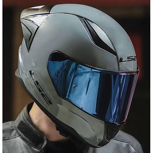 LS2 Rapd 2 Race Nardo Gri Fullface Motosiklet Kask Mavi Caml