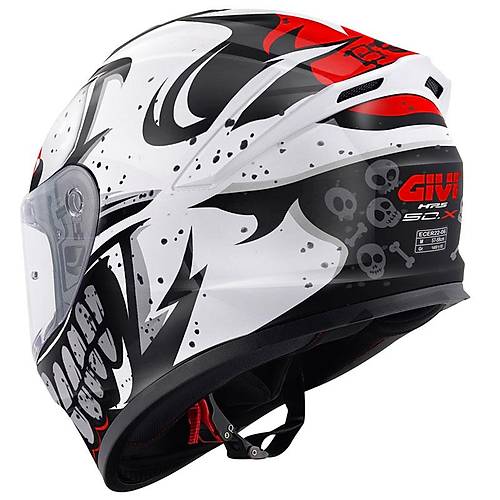 Givi  50.x Bones Beyaz-K�rm�z� Kapal� Motosiklet Kask�