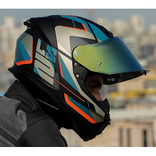 LS2 Stream 2 Road Mat Siyah-Gri Kapal Motosiklet Kask Gold Caml
