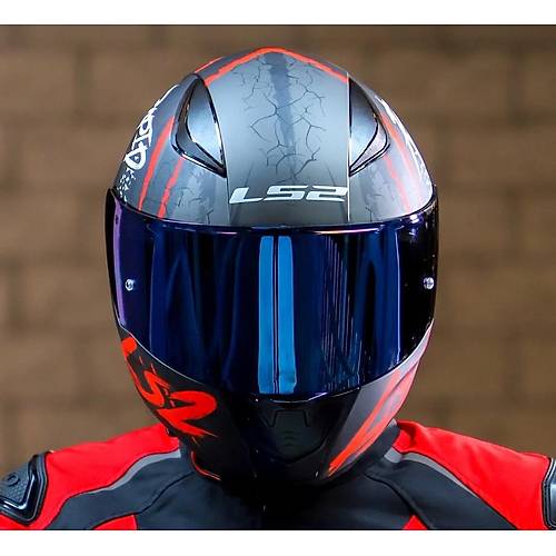 LS2 RAPID 2 RAVEN MAT SYAH-KIRMIZI KAPALI MOTOSKLET KASKI MAV CAMLI