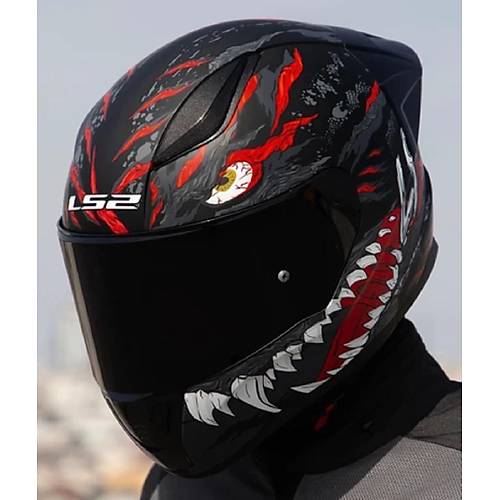 LS2 Rapd 2 Race Kaju Fullface Motosiklet Kask Siyah Caml
