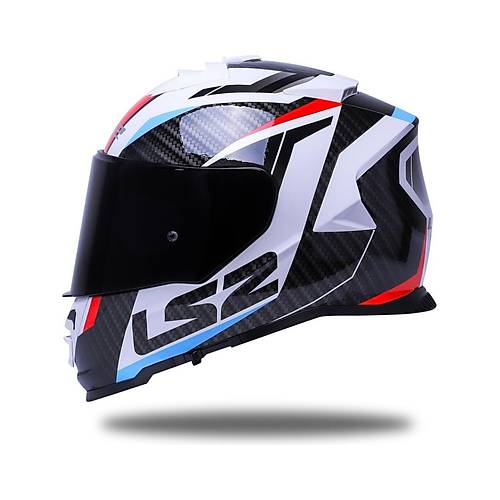 LS2 Storm 2 Racer Beyaz Kapal Motosiklet Kask Siyah Caml