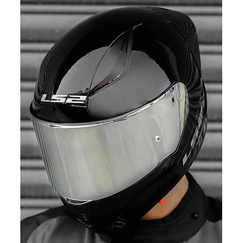 LS2 Rapd 2 Race Parlak Siyah Full Face Motosiklet Kask Gri Caml