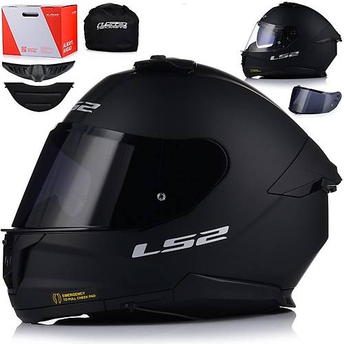 LS2 Stream 2 Mat Siyah Full Face Motosiklet Kask Siyah Caml