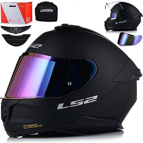 LS2 Stream 2 Mat Siyah Full Face Motosiklet Kask Gkkua Caml