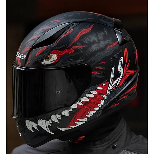 LS2 Rapd 2 Kaju Kapal Motosiklet Kask Siyah Caml
