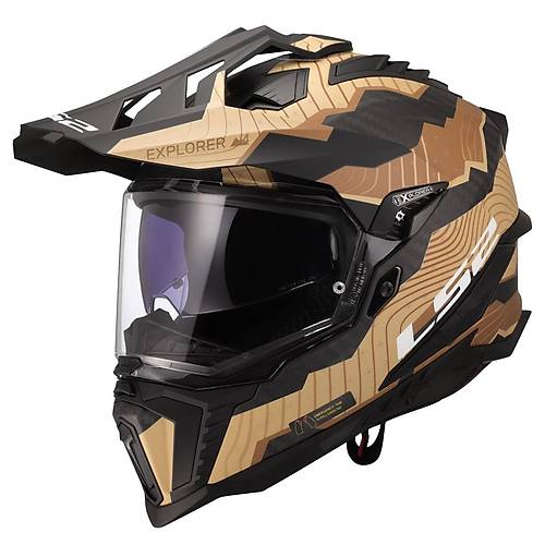LS2 Explorer C Karbon Tr�ck Mat Kahve-Kum Kask