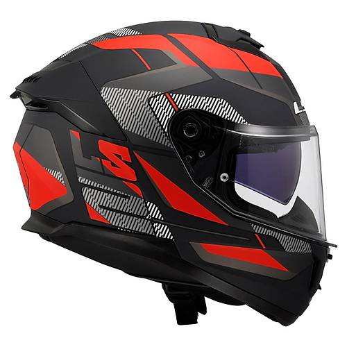 LS2 Stream 2 Road Mat Siyah-T�tan�um-K�rm�z� Fullface Motosiklet Kask�