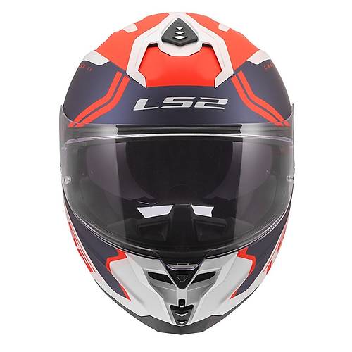 Ls2 Challenger 2 T�tan Mat Beyaz-Mavi-K�rm�z� Kapal� Motosiklet Kask�