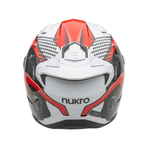 Nukro B-506 Level Beyaz-K�rm�z� G�ne� Viz�rl� Kapal� Motosiklet Kask�
