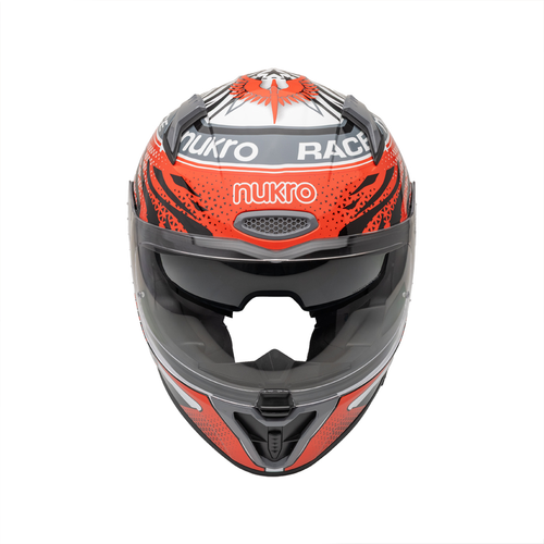 Nukro B-506 Combo Beyaz-K�rm�z�-Gri G�ne� Viz�rl� Kapal� Motosiklet Kask�
