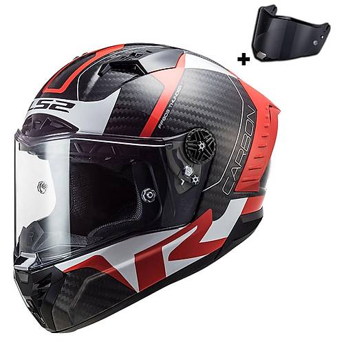 LS2 Thunder Karbon Racng 1 Krmz-Beyaz Full Face Motosiklet Kask