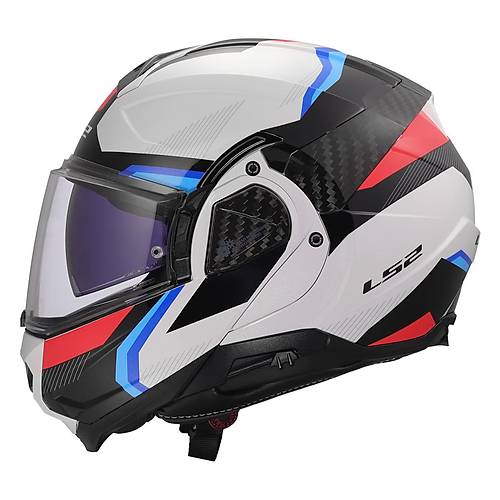 LS2 Advant 2 Tr�ple Beyaz-Mavi-K�rm�z�-Siyah �ene A��l�r Motosiklet Kask�