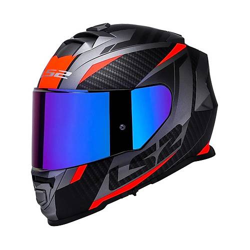 LS2 Storm 2 Racer Turuncu Kapal Motosiklet Kask Gkkua Caml