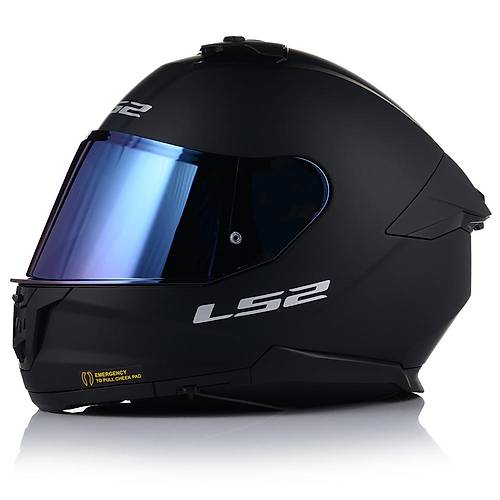 LS2 Stream 2 Mat Siyah Full Face Motosiklet Kask Mavi Caml