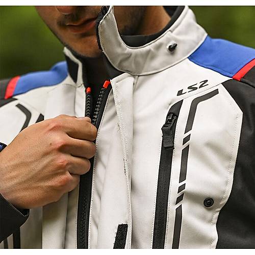 LS2 Narv�k 4 Mevsim Motosiklet Montu Mavi-Siyah-Gri-K�rm�z�