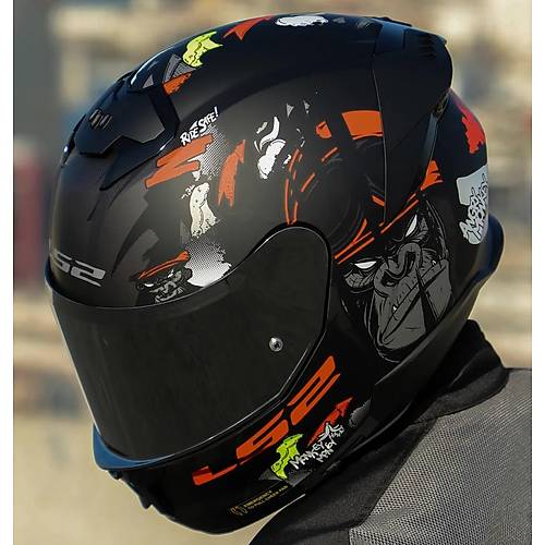 Ls2 Stream 2 Angry Monkey Kapal� Motosiklet Kask� Gri Caml�