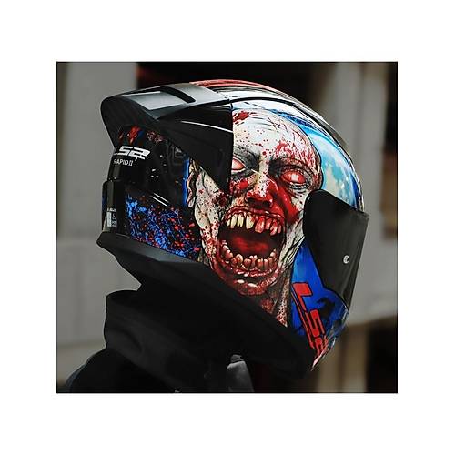 LS2 Rapd 2 Race Zombe Fullface Motosiklet Kask Siyah Caml